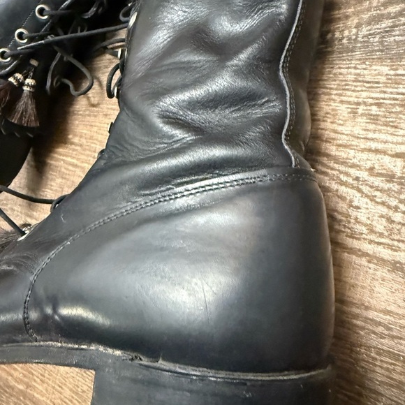 Larry Mahan 9.5 EUC minor wear Black Lace-Up Women's Boots- front tassel - Picture 9 of 16